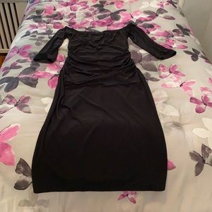 Norma Kamali off the shoulder black dress